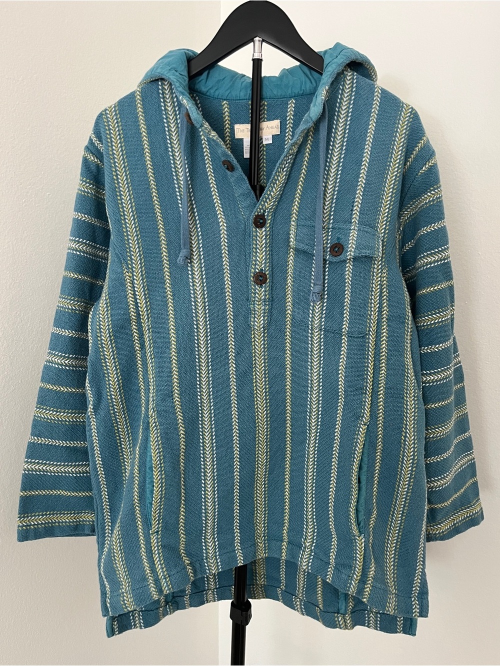 🏄‍♂️ The Territory Ahead Men’s Baja Hoodie | Size M | 100% Cotton Woven Stripe